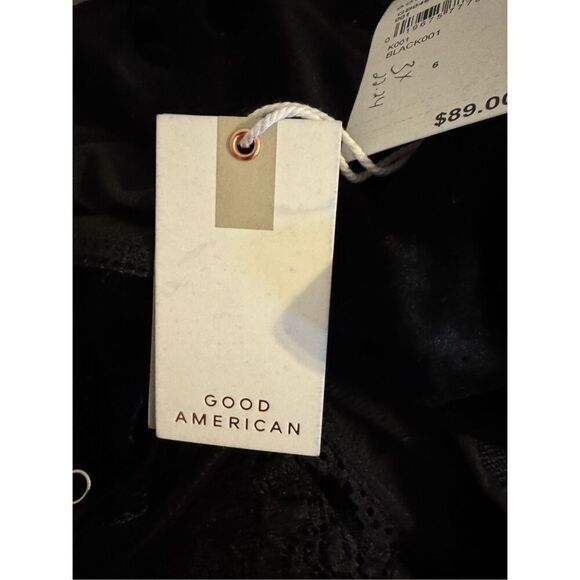 Good American Black Velvet Cheeky Bodysuit Square Neck Size 6=3X or 22-24 NWT - Picture 12 of 13